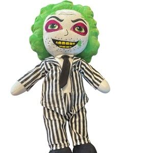 Spirit Halloween Exclusive Beetlejuice 19” Plush Black White Striped